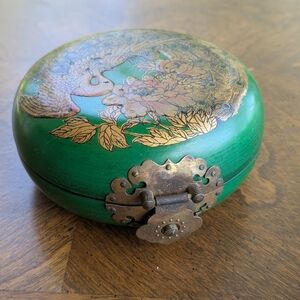 Antique Chinese Luo Pan (Compass) - Hand-Painted Peacock Case